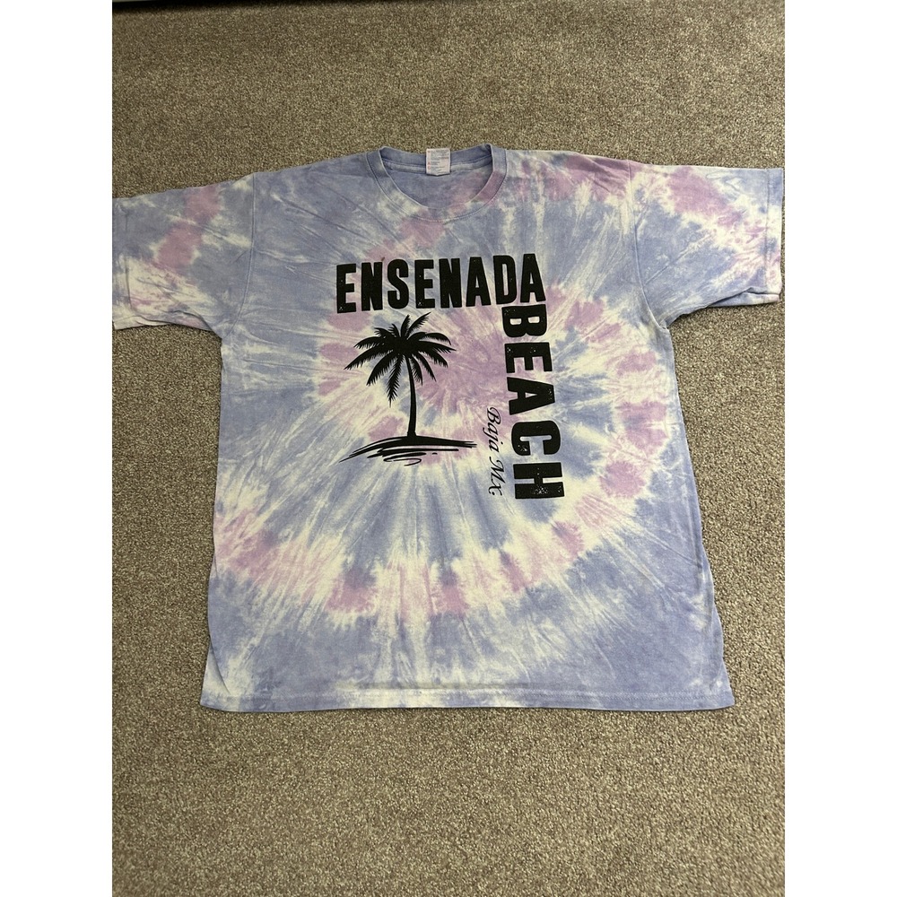 Ensenada Beach T-Shirt Mens Large Purple Blue Tie Dye Excellent Baja MX